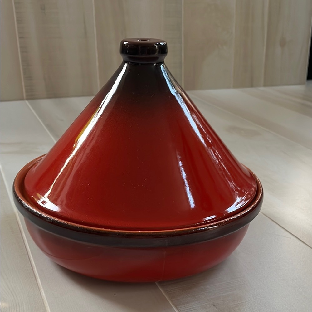 Red Ceramic De Silva Tagine Pot 10 inches NEW